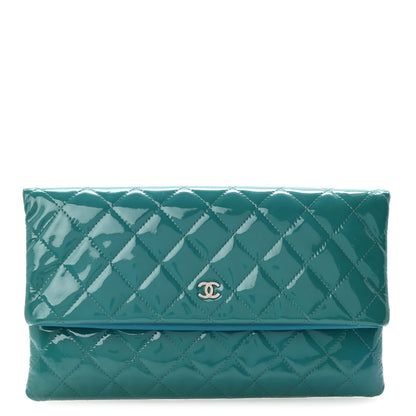 Chanel Patent Calfskin Quilted Beauty CC Clutch Blue 1 of 12