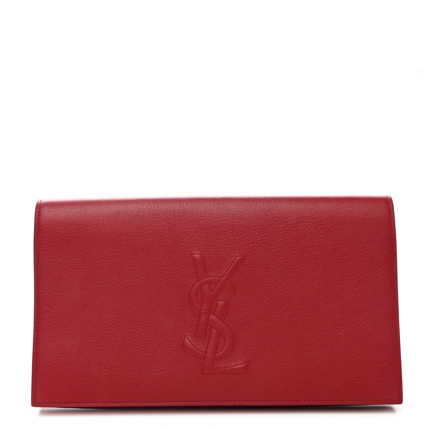 Saint Laurent Calfskin Monogram Large Belle De Jour Clutch Red 1 of 7