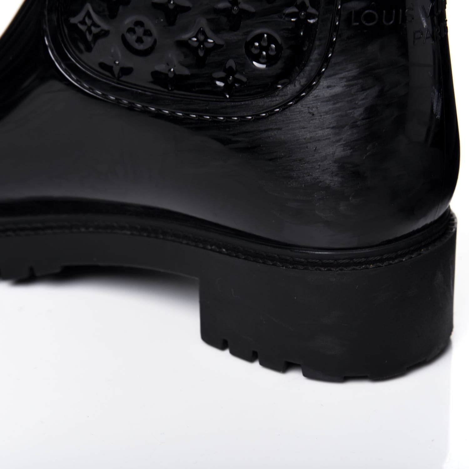 Louis Vuitton Rubber Embossed Monogram Splash Rain Boots 37 Black 10 of 12