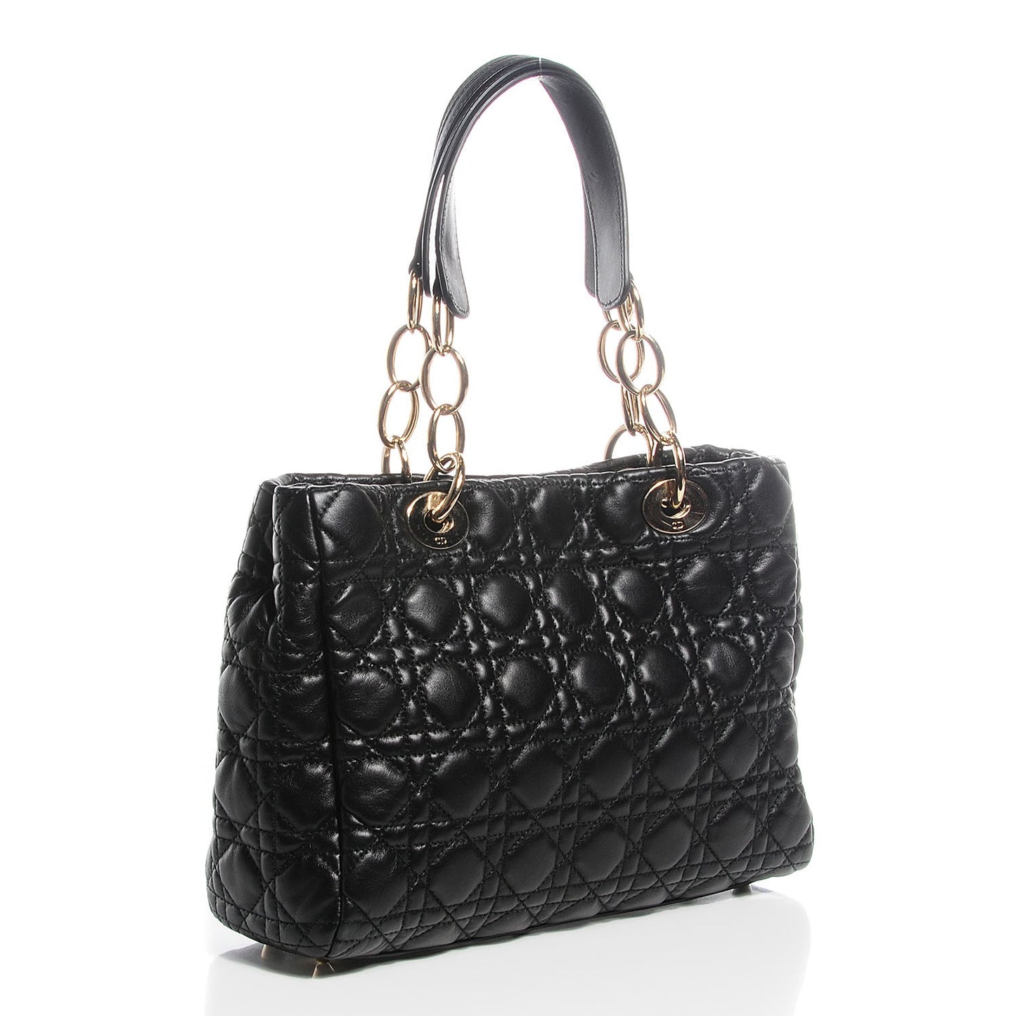 Lambskin Cannage Small Dior Soft Shopping Tote Black