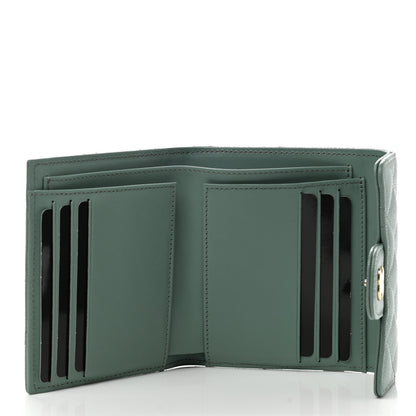 Chanel Metallic Caviar Quilted Compact Flap Wallet Dark Green 5 of 8