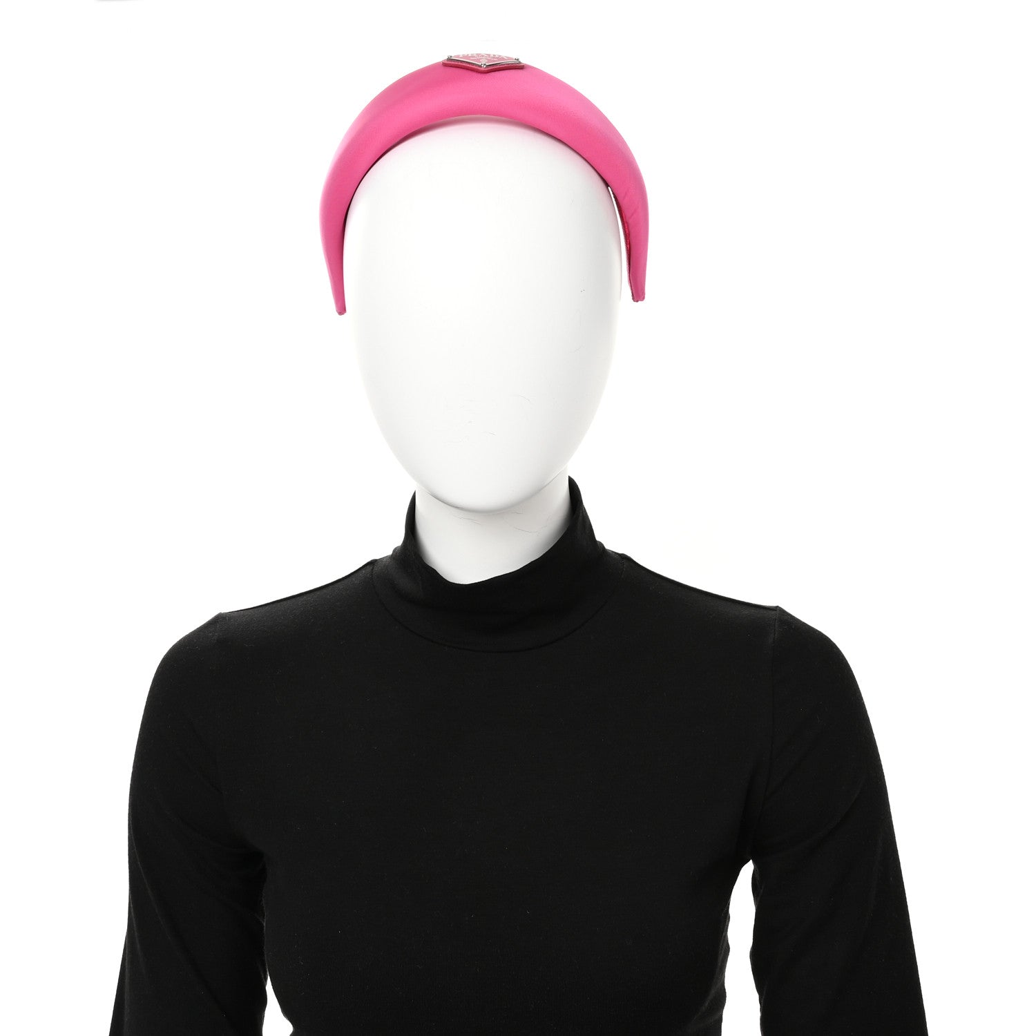 Prada Re-Nylon Metal Triangle Logo Headband Fuxia 2 of 8