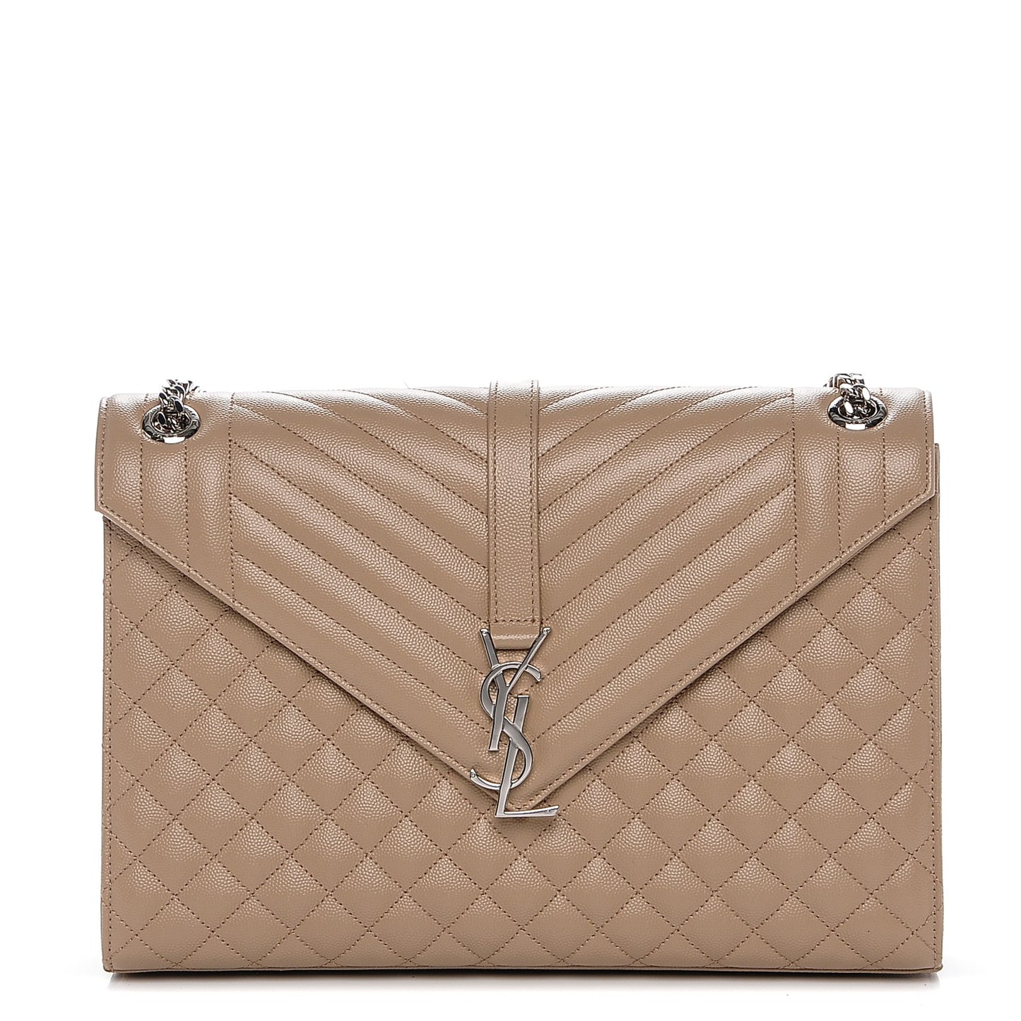 Grain De Poudre Large Tri-Quilt Monogram Satchel Dark Beige