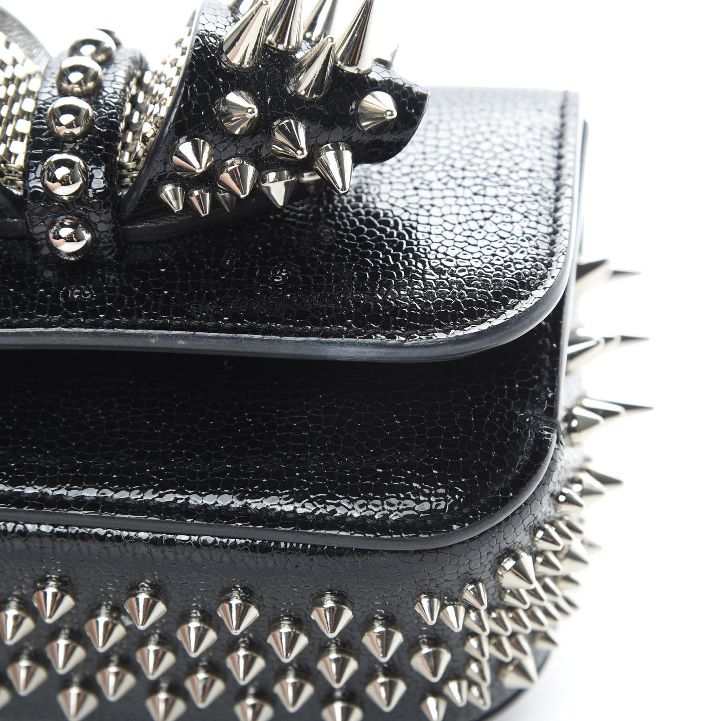 Jurassic Calfskin Spikes Sweety Charity NV Crossbody Bag Black Silver