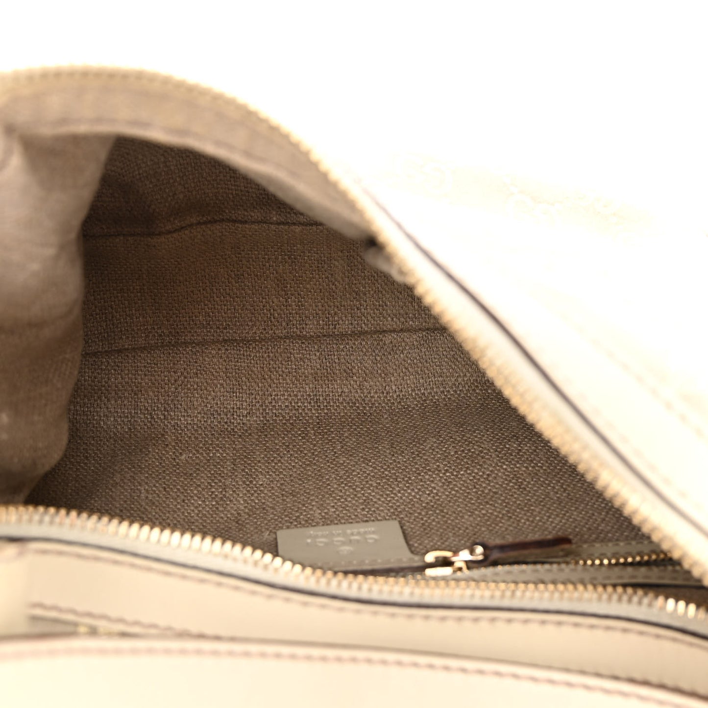Suede GG Monogram Small Charmy Hobo Off White Gold