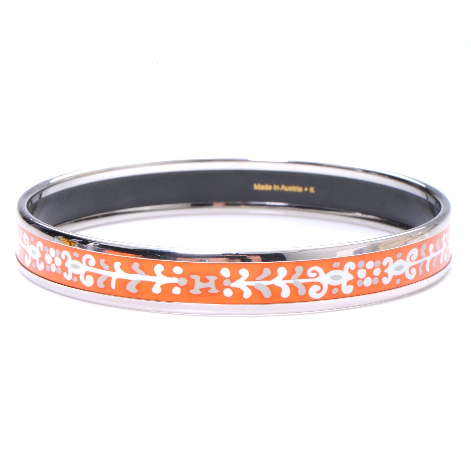 Hermes Enamel Narrow Printed Bracelet 70 Orange 1 of 6
