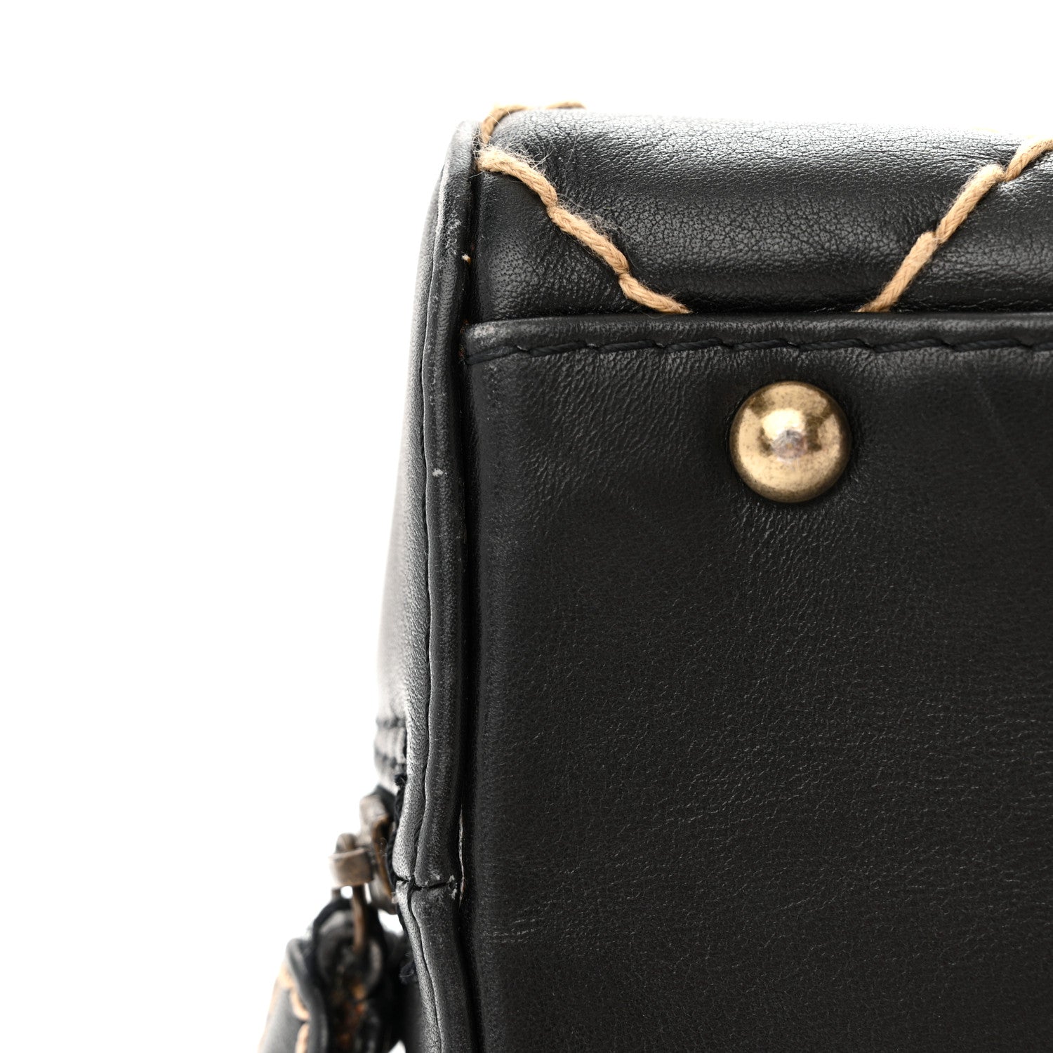 Chanel Calfskin Wild Stitch Vertical Top Handle Bag Black 13 of 14