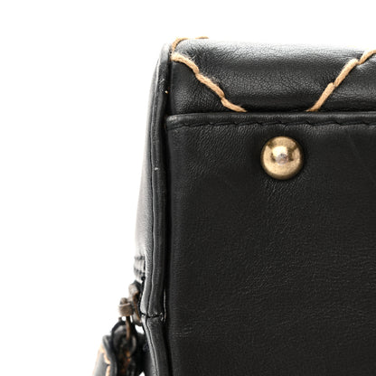 Chanel Calfskin Wild Stitch Vertical Top Handle Bag Black 13 of 14