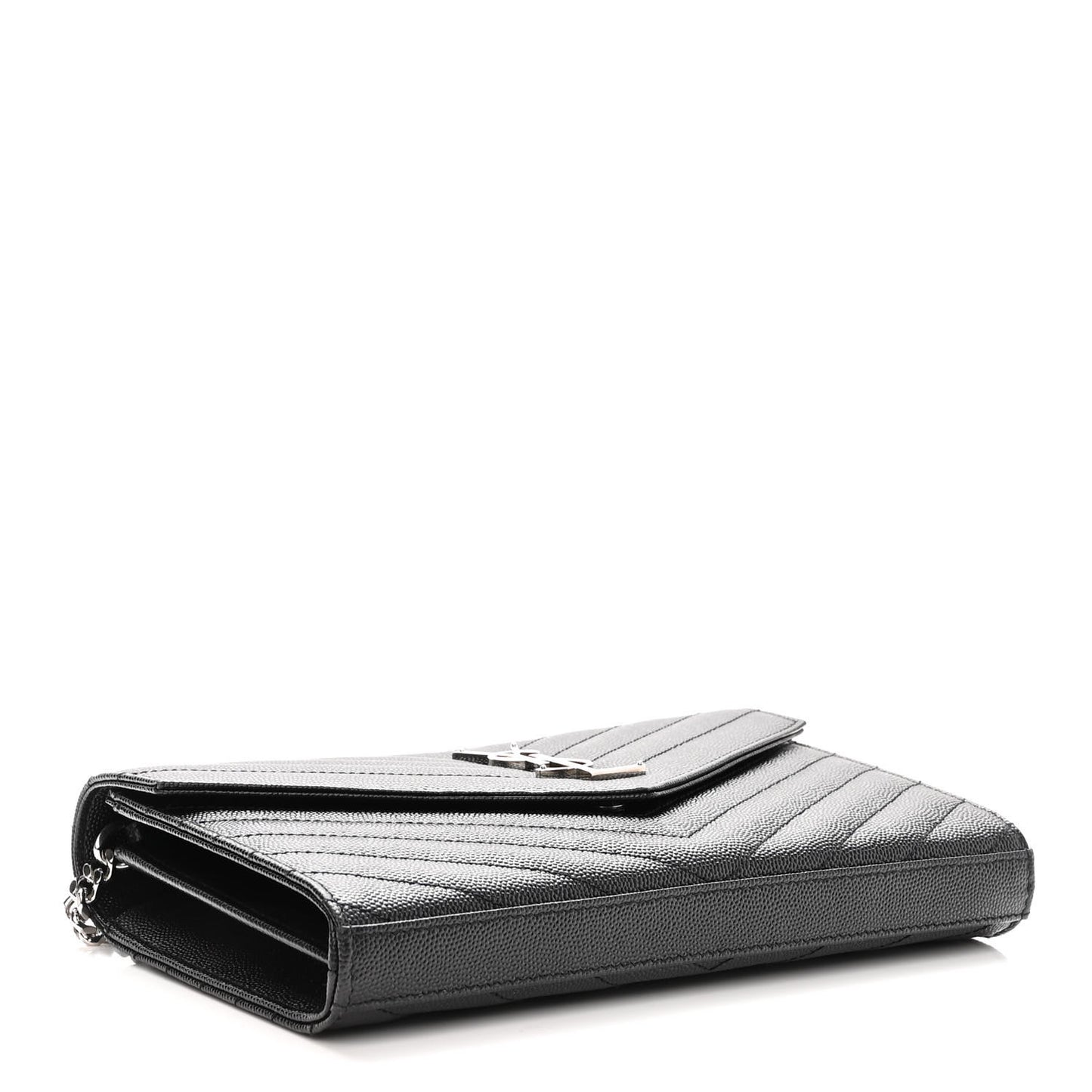 Grain De Poudre Matelasse Chevron Monogram Chain Wallet Black