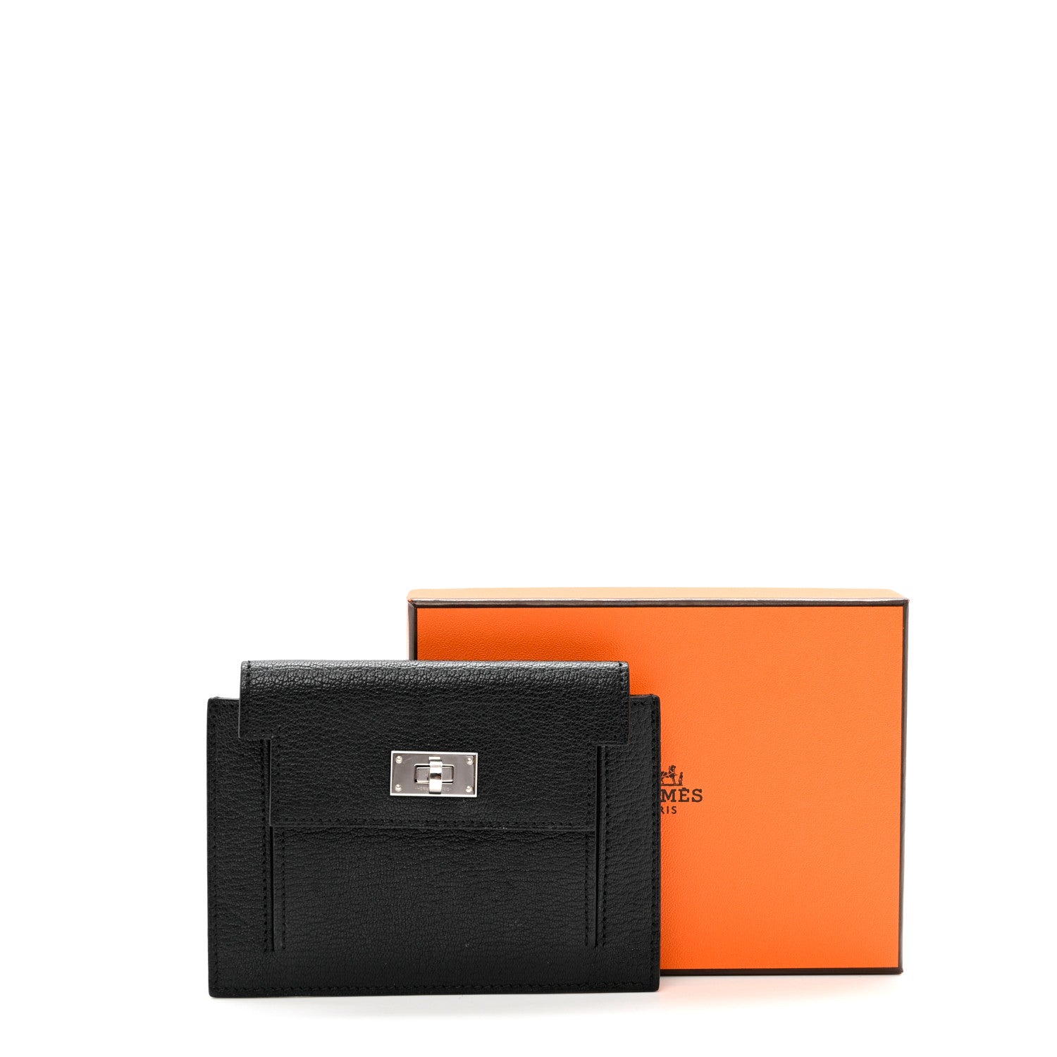 Hermes Chevre Mysore Kelly Pocket Compact Wallet Black 8 of 8