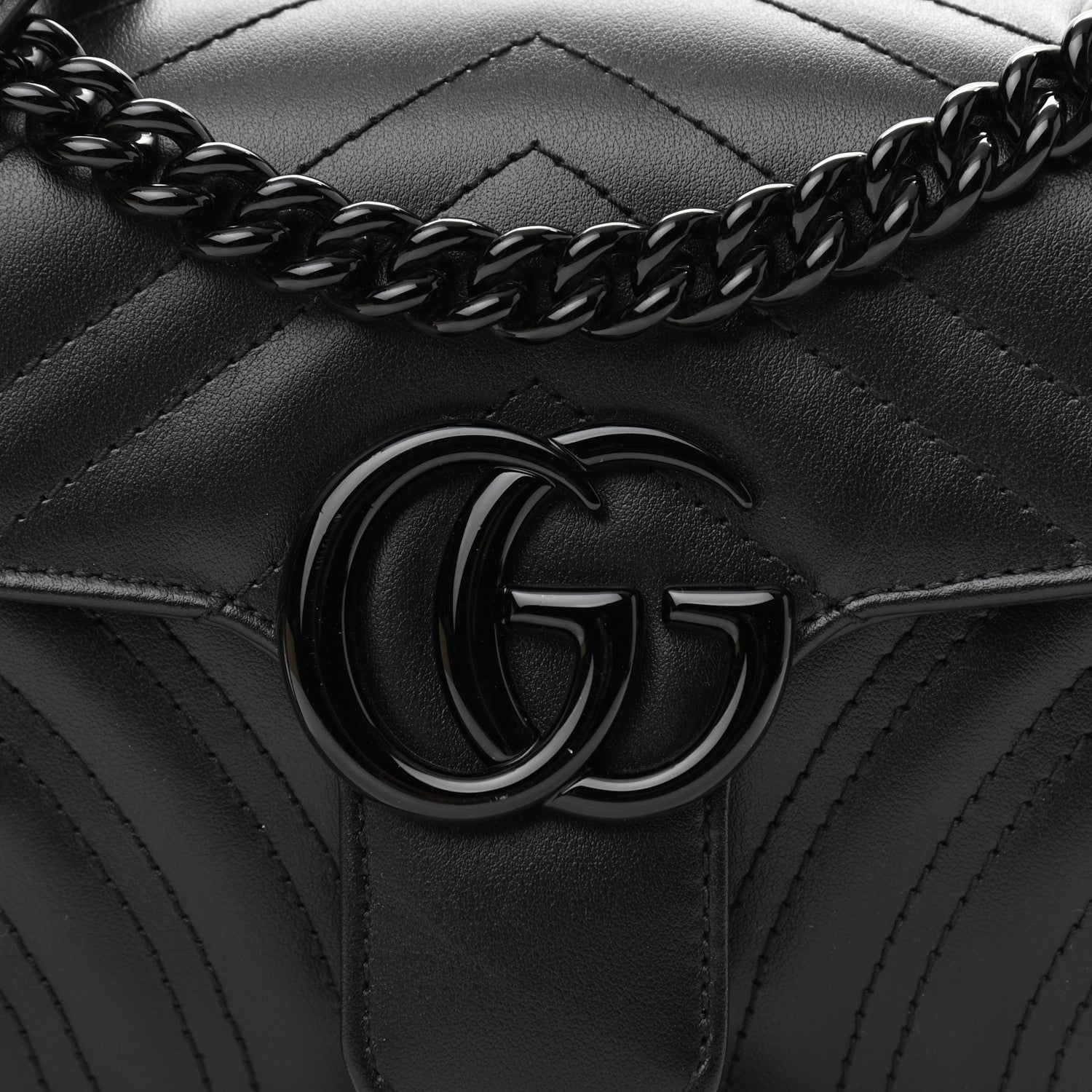 Gucci Calfskin Matelasse Monochrome Mini GG Marmont Shoulder Bag Black 8 of 10
