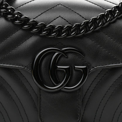 Gucci Calfskin Matelasse Monochrome Mini GG Marmont Shoulder Bag Black 8 of 10
