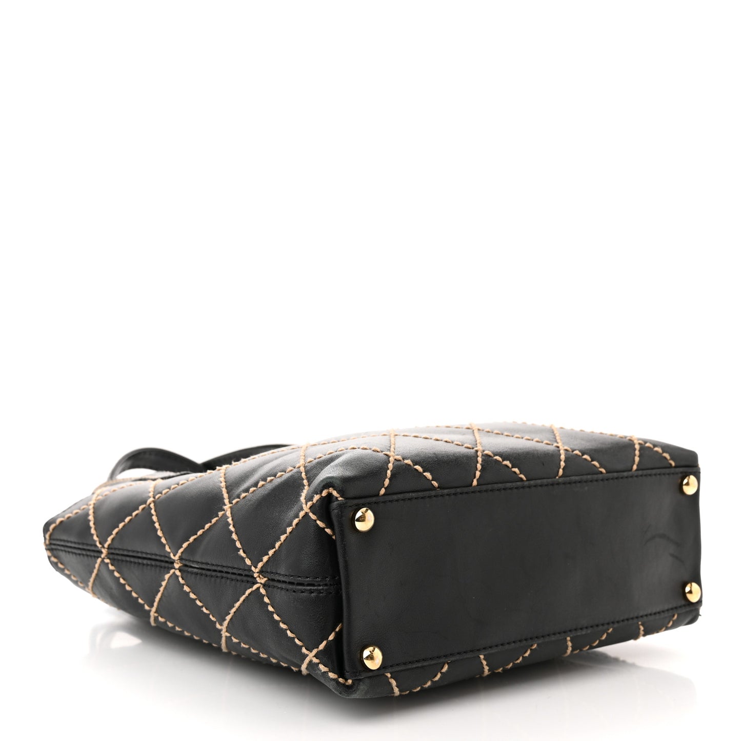 Calfskin Stitch Small Surpique Tote Black