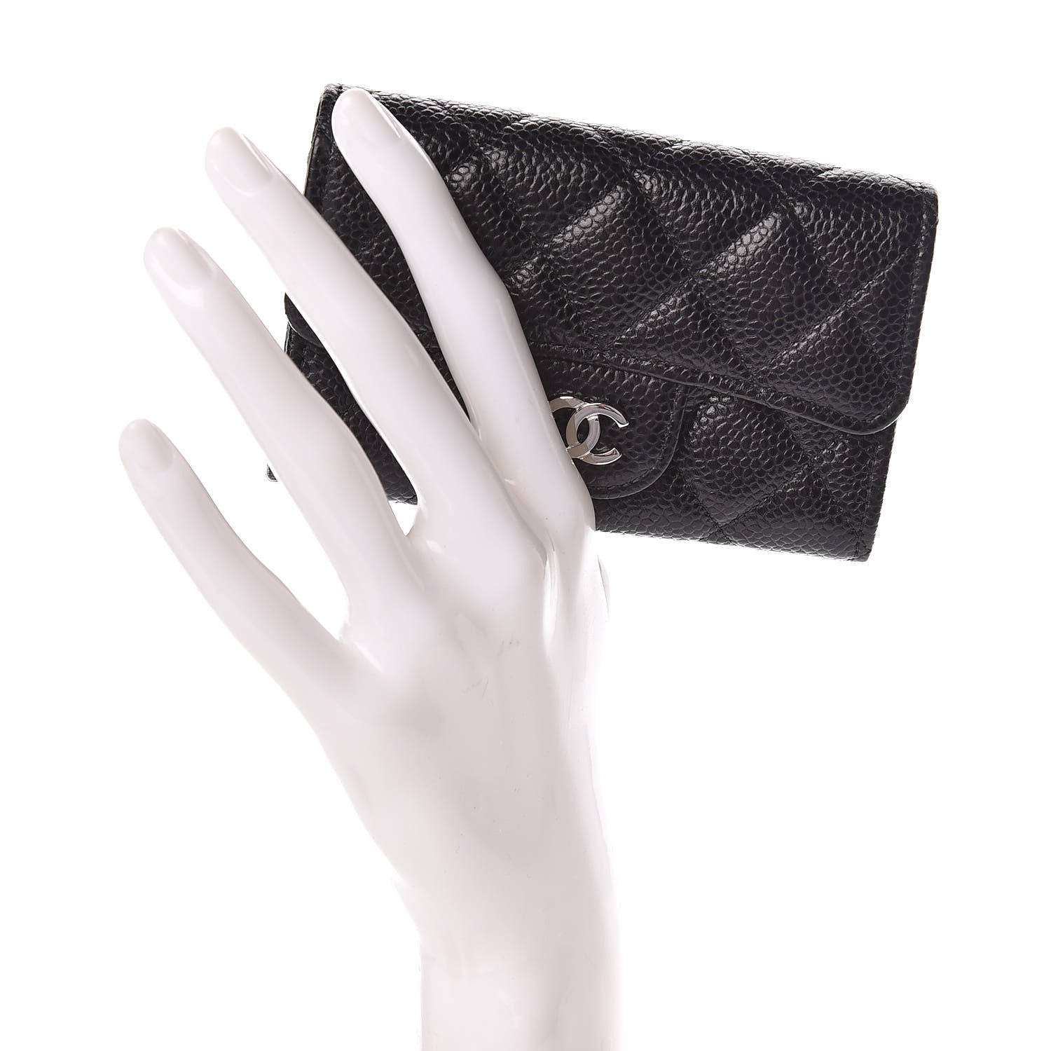 Chanel Caviar Quilted Flap Card Holder Wallet Black 2 of 9