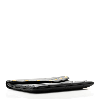 Chanel Lambskin Chevron CC Button Clutch Black 4 of 11