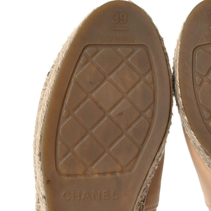 Chanel Lambskin CC Espadrilles 39 Beige Black 7 of 12