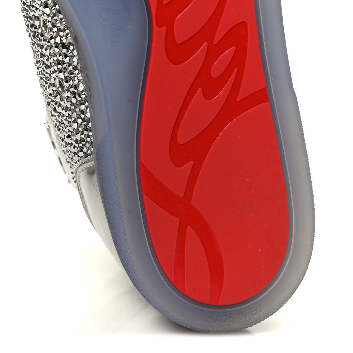 Laminated Nappa Frozen Strass Mens Louis Orlato Flat Sneakers 45.5 Silver