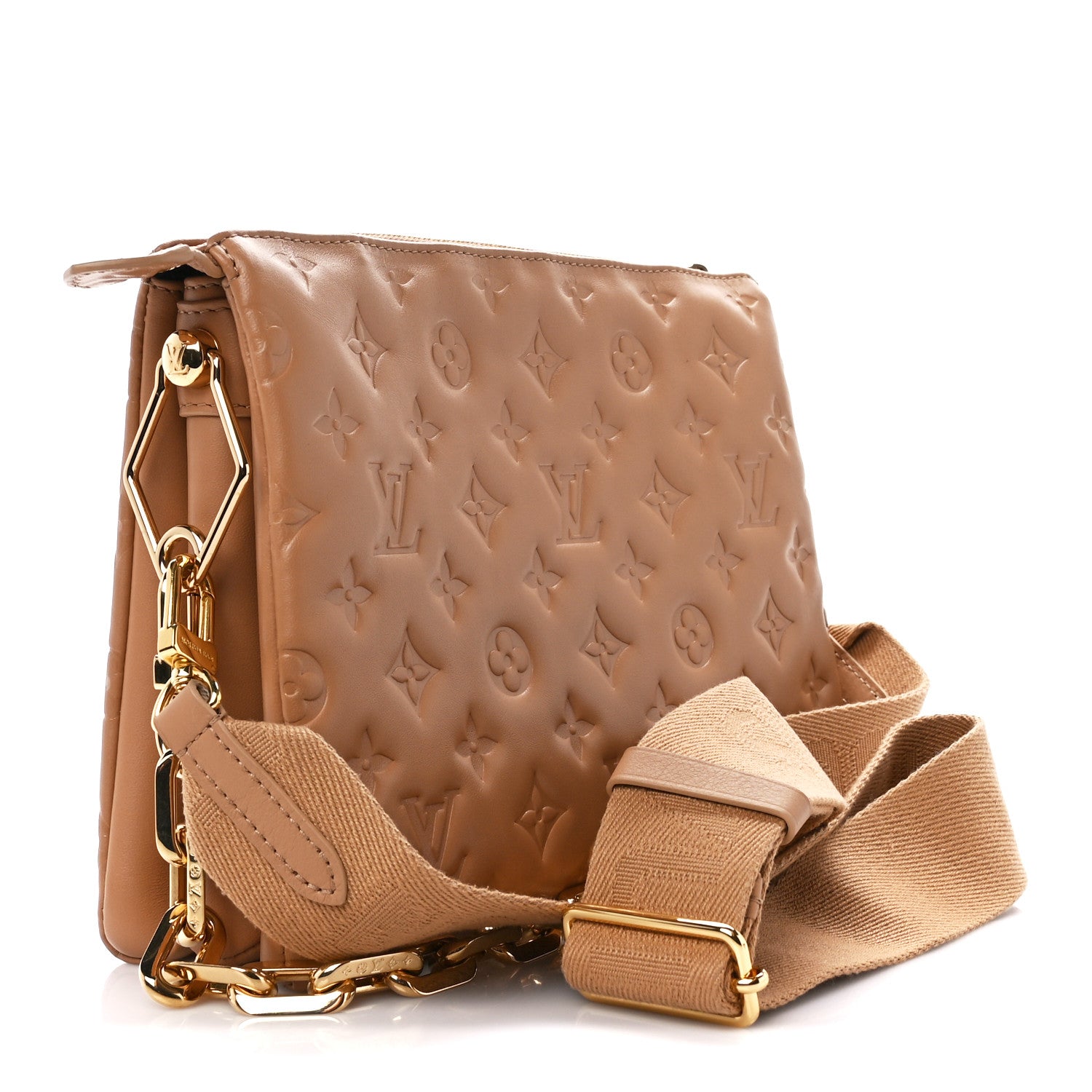 Louis Vuitton Lambskin Embossed Monogram Coussin PM Camel 3 of 11