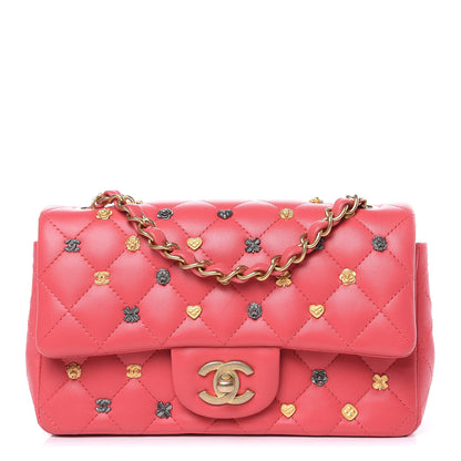 Chanel Lambskin Quilted Studded Mini Rectangular Flap Pink 1 of 9