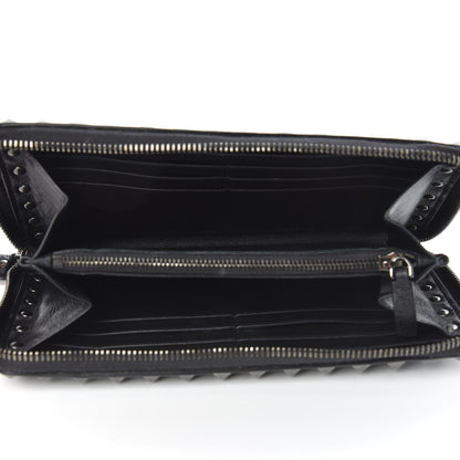 Valentino Garavani Calfskin Tonal Rockstud Zip Around Wallet Black 5 of 9