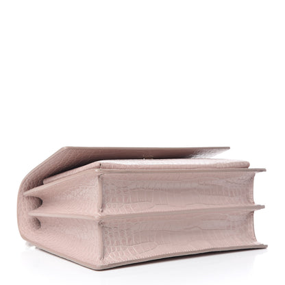 Saint Laurent Calfskin Crocodile Embossed Medium Monogram Sunset Powder Pink 4 of 10