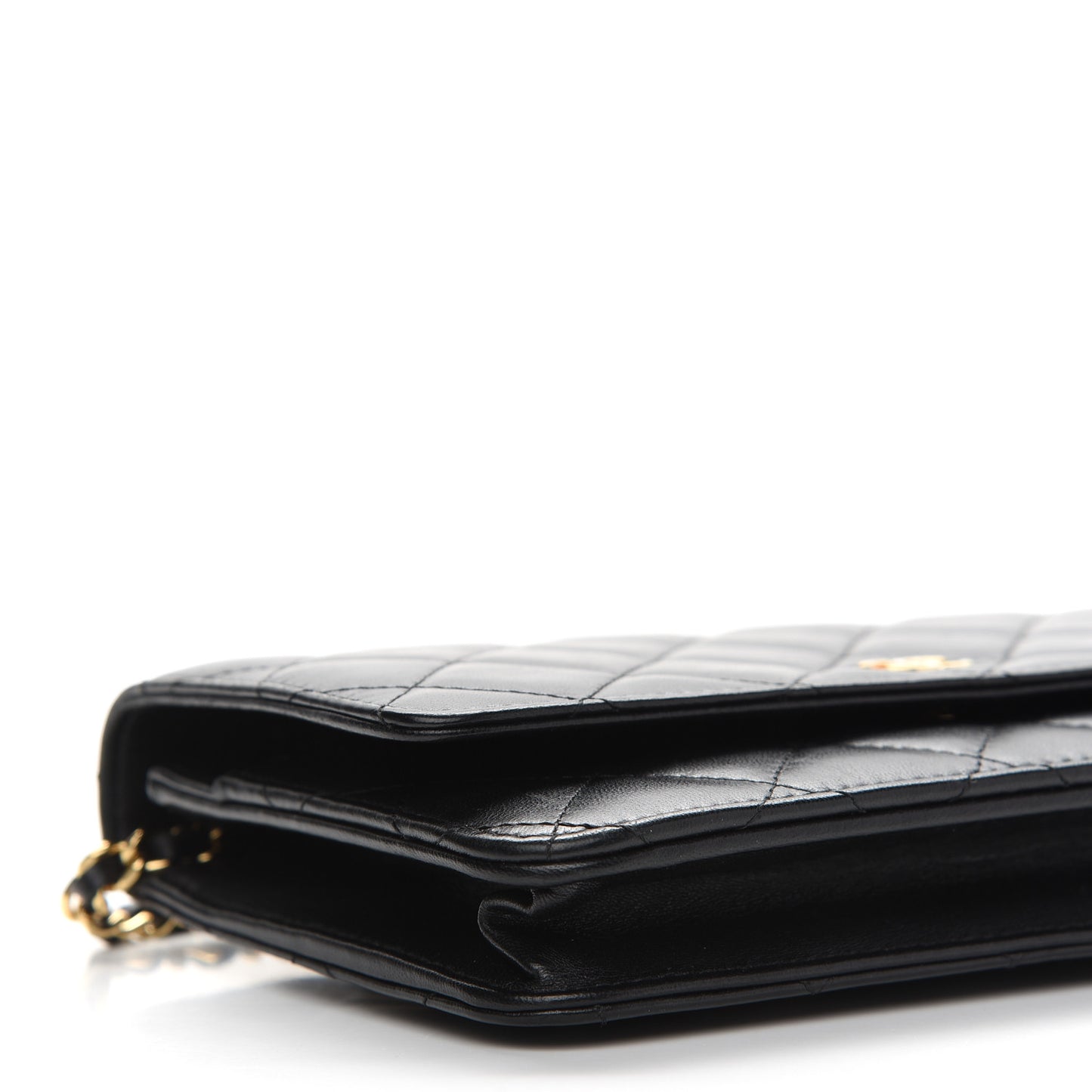 Lambskin Quilted Wallet On Chain WOC Black