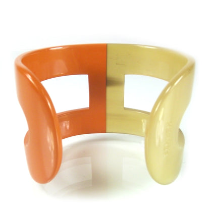 Hermes Buffalo Horn Lacquer Ano H Cuff Orange 2 of 4