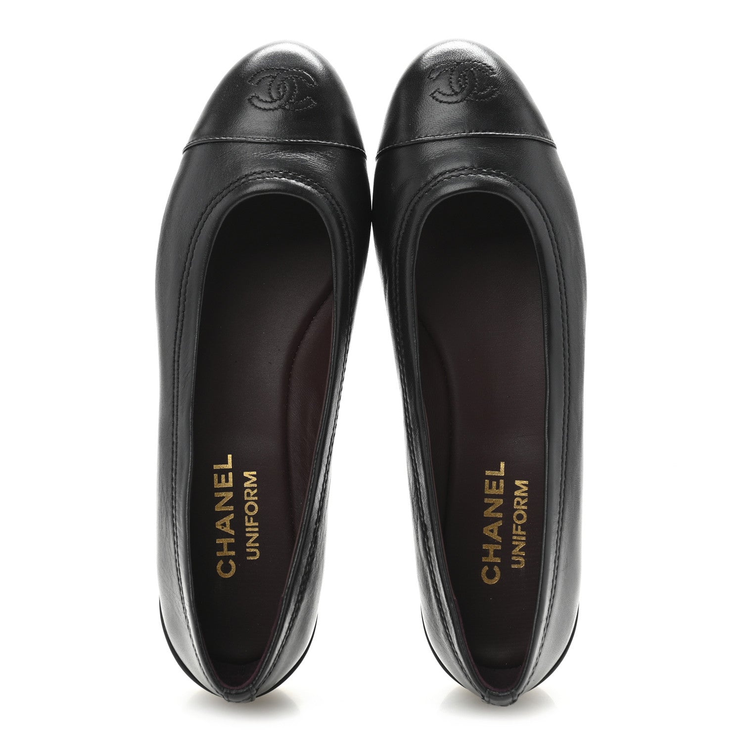 Chanel Lambskin Cap Toe CC Uniform Ballerina Flats 37.5 Black 2 of 9