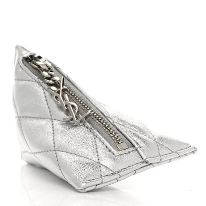 Saint Laurent Metallic Calfskin Berlingo Bag Charm Argento 4 of 7