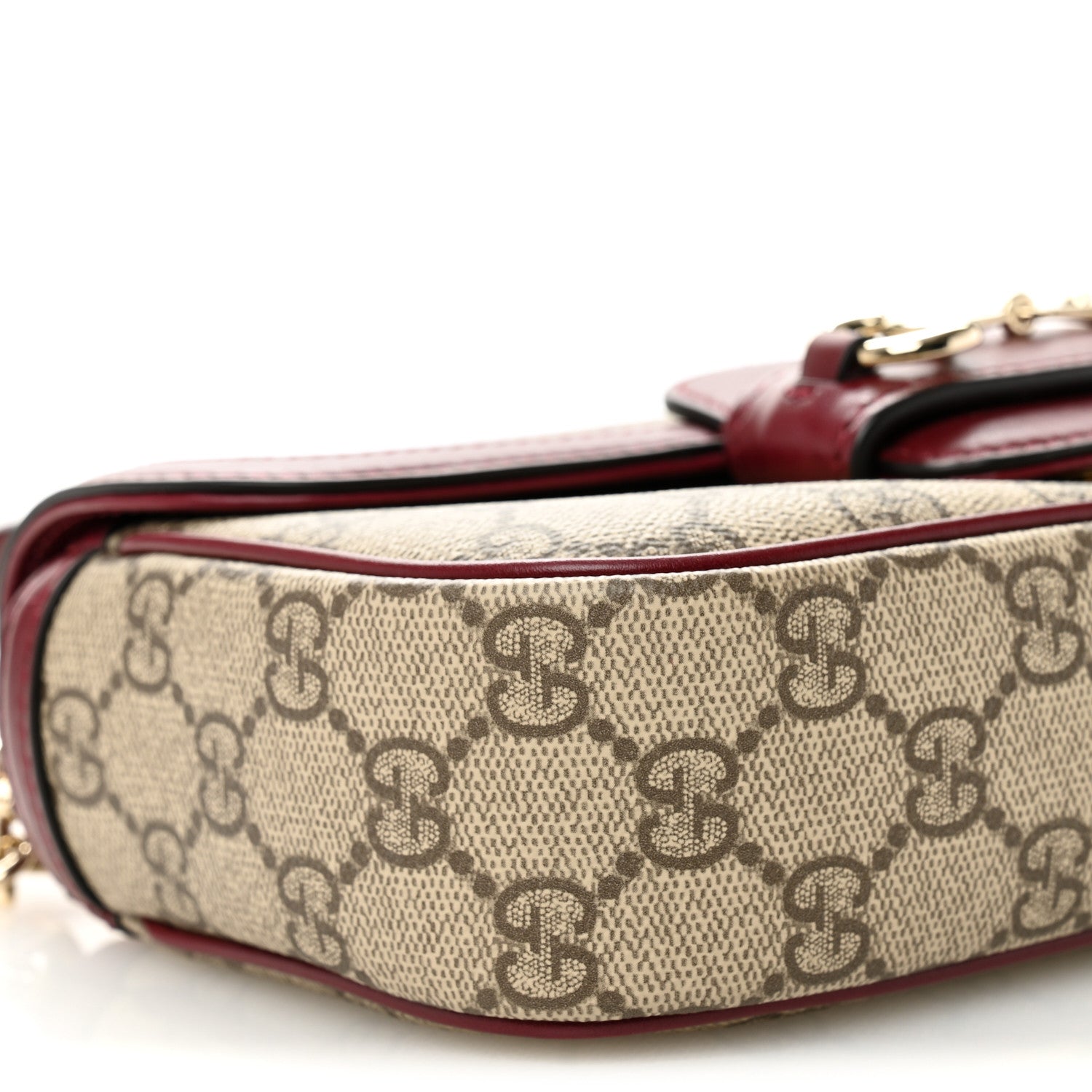 Gucci GG Supreme Monogram Horsebit 1955 Small Soft Top Handle Shoulder Bag Beige Dark Red 9 of 12