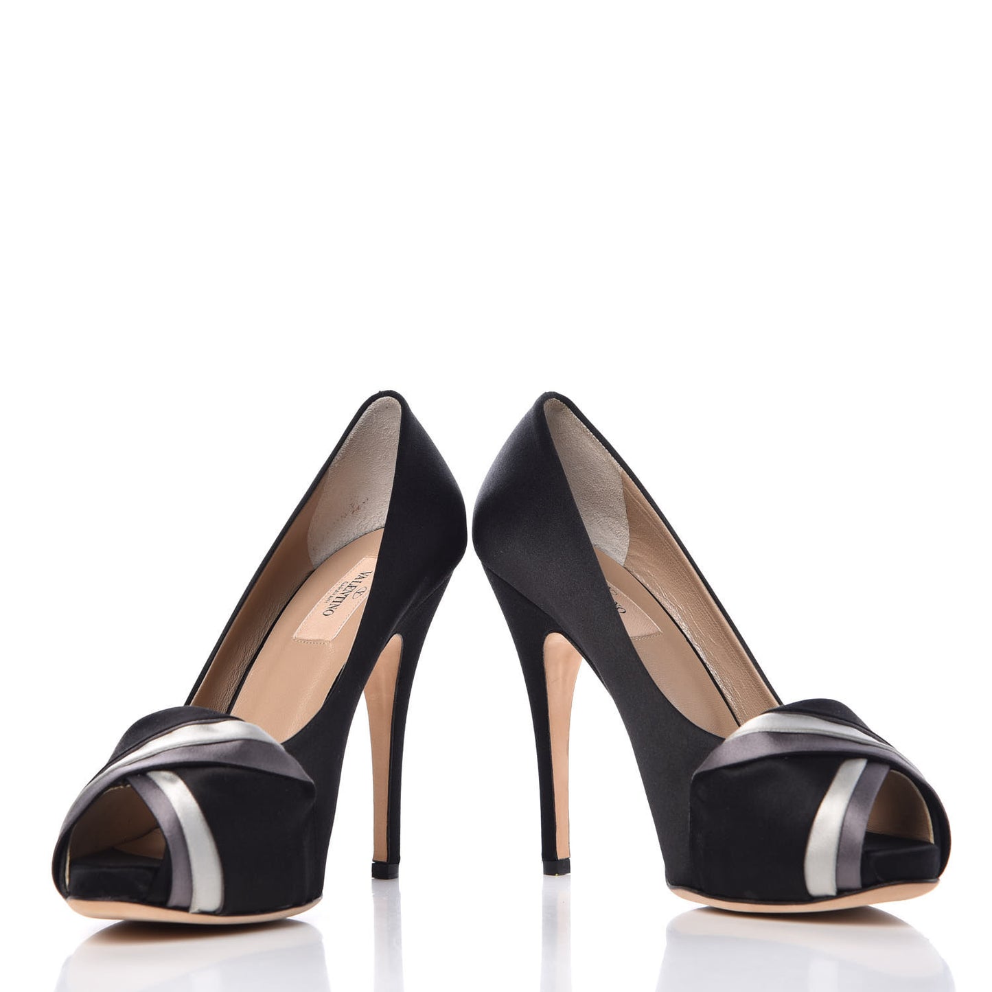 Satin Peep Toe Pumps 40 Black