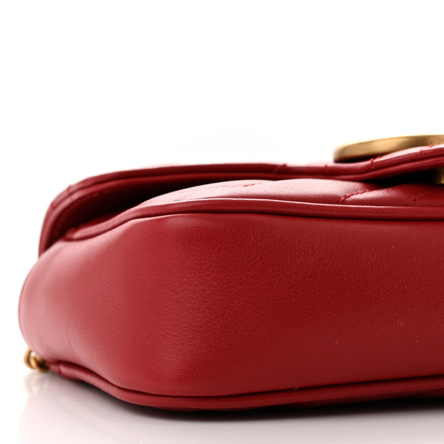 Calfskin Matelasse Super Mini GG Marmont Shoulder Bag Hibiscus Red