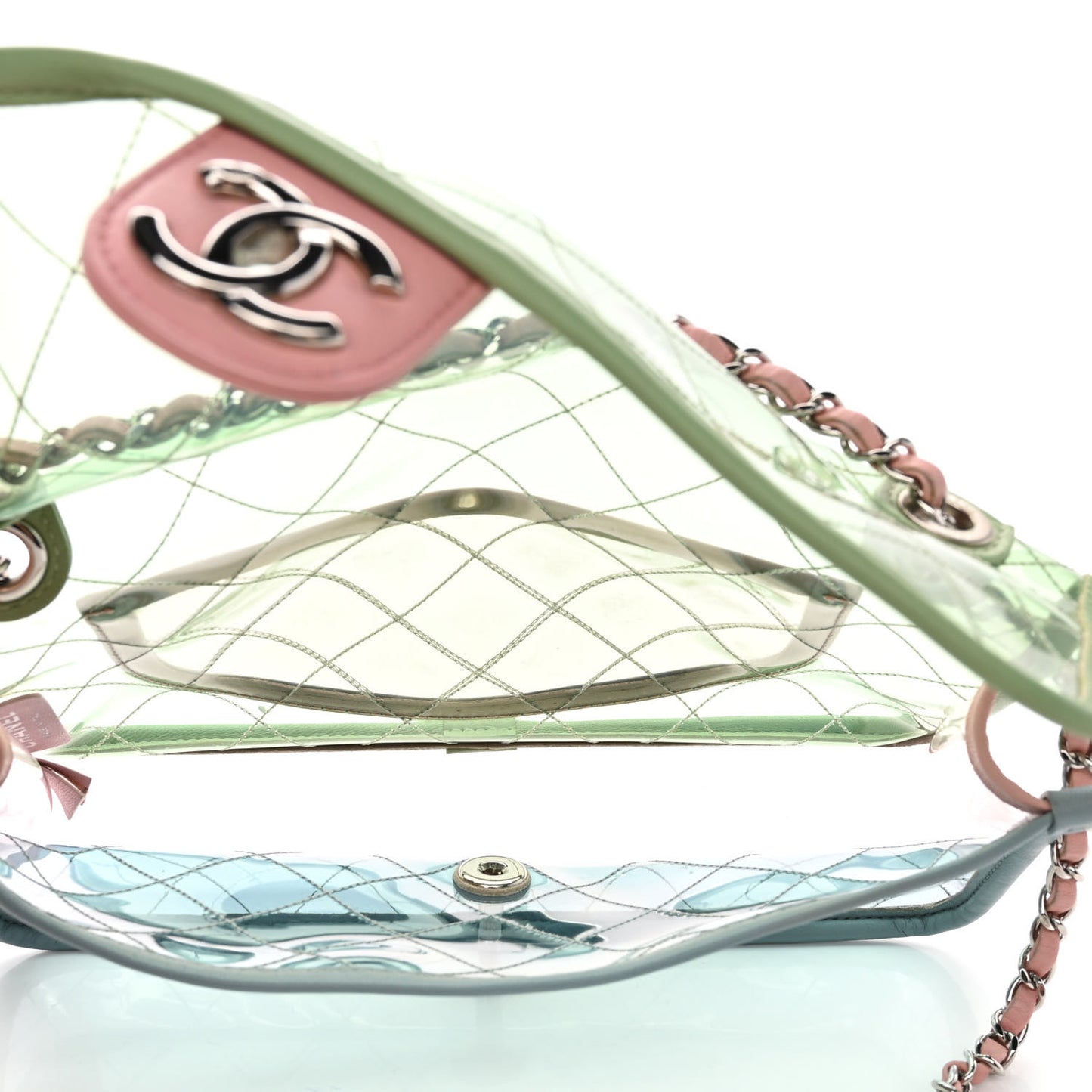 Lambskin PVC Quilted Medium Coco Splash Flap Blue Green