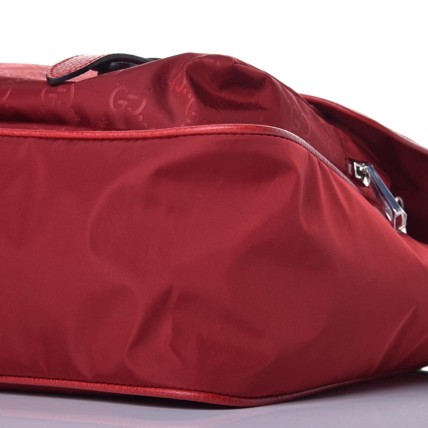 Nylon Monogram Double Buckle Flap Messenger Bag Vibrant Red