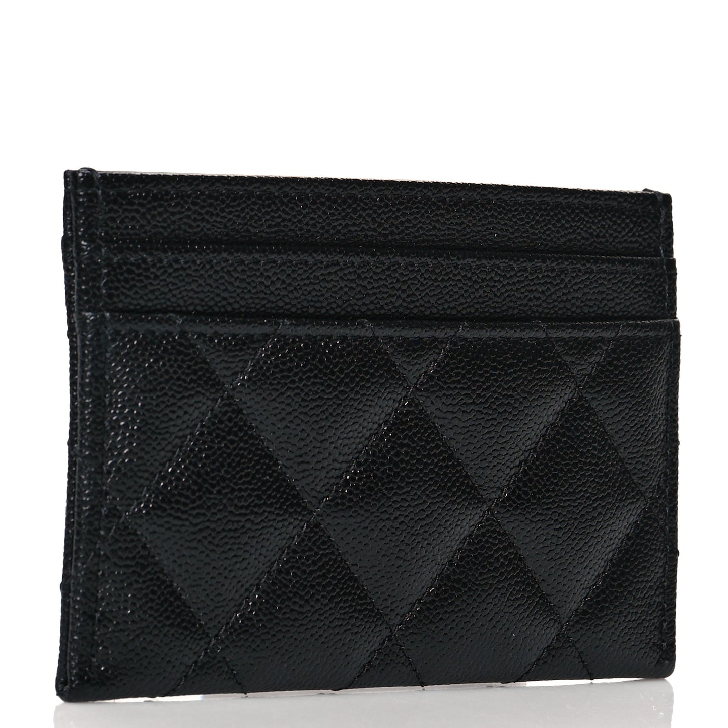 Caviar Quilted Studded CC Card Holder Black