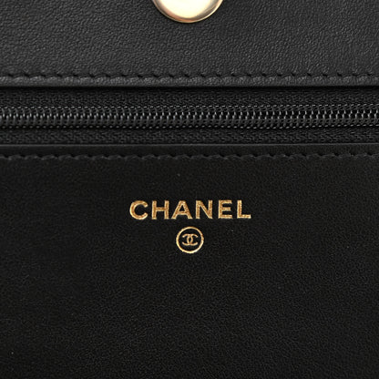 Chanel Caviar Camellia Embossed Wallet On Chain WOC Black 5 of 11