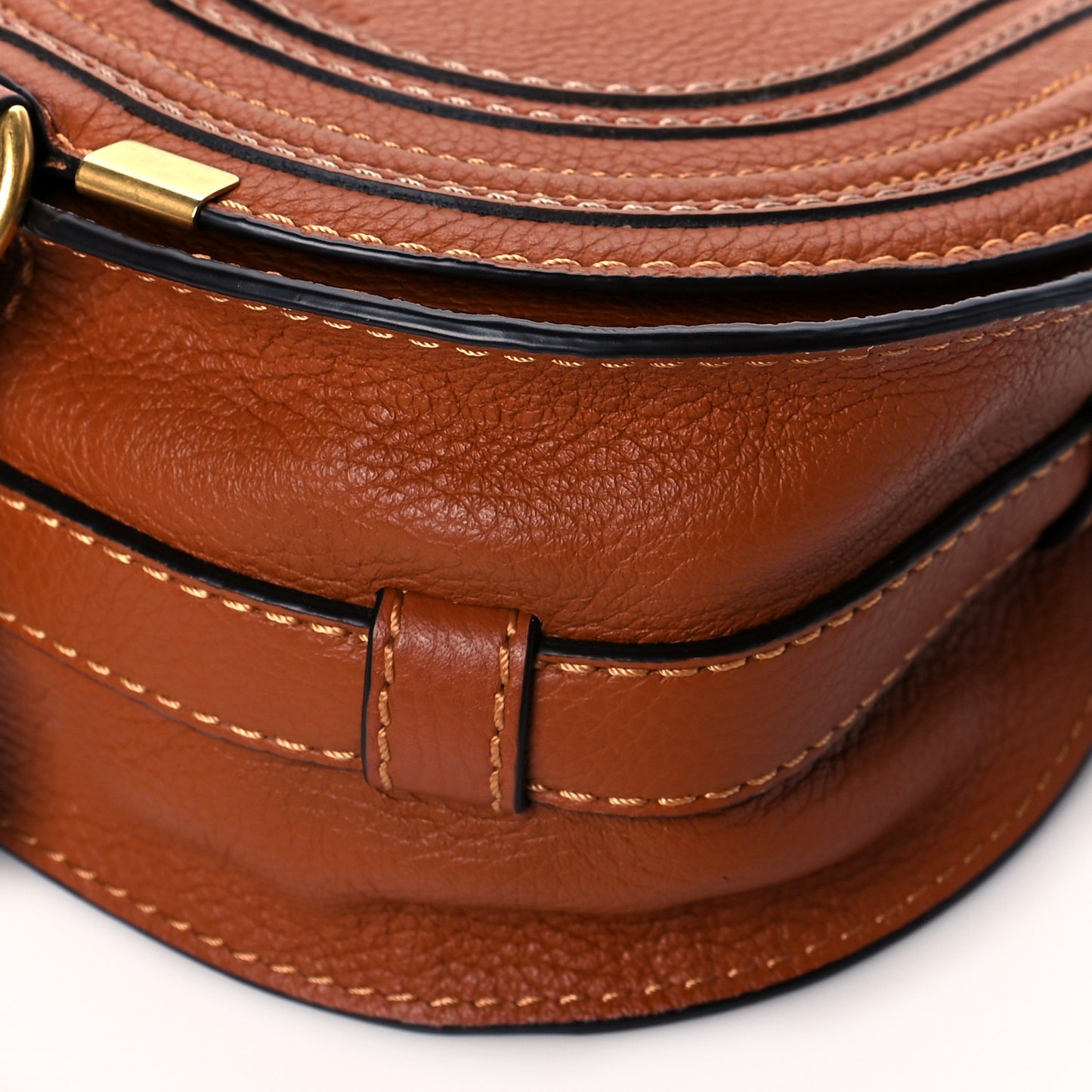 Calfskin Mini Marcie Round Crossbody Bag Tan
