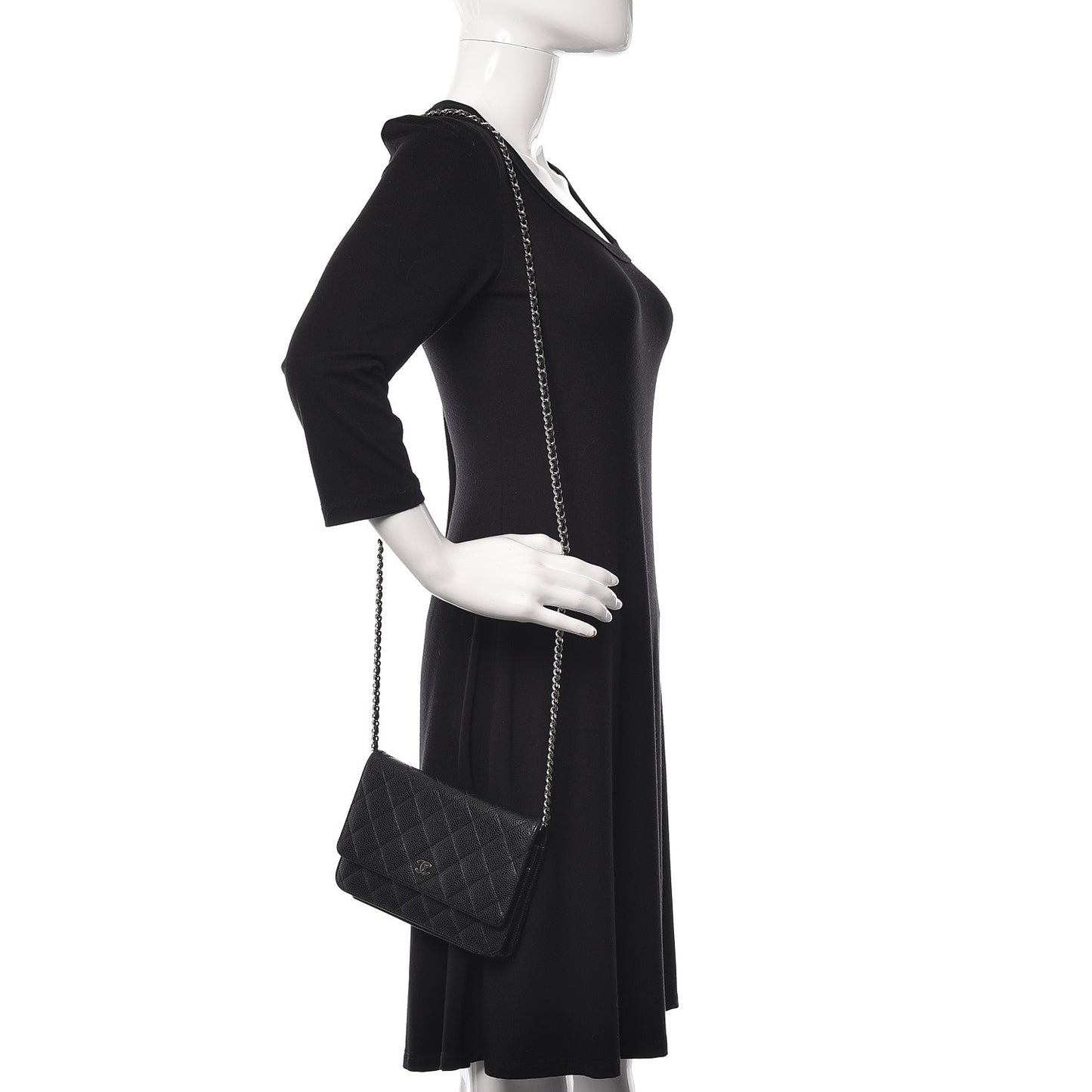 Caviar Quilted Wallet On Chain WOC Black