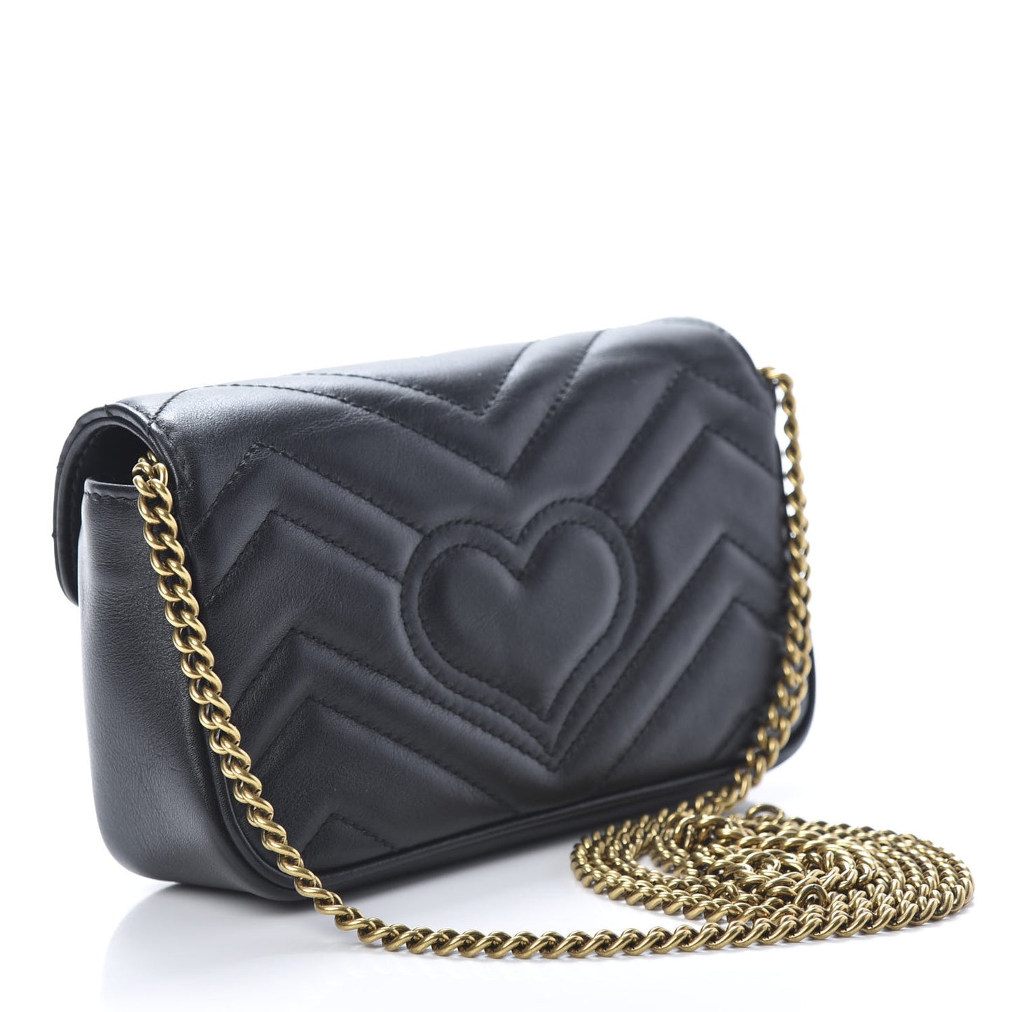 Calfskin Matelasse Super Mini GG Marmont Shoulder Bag Black