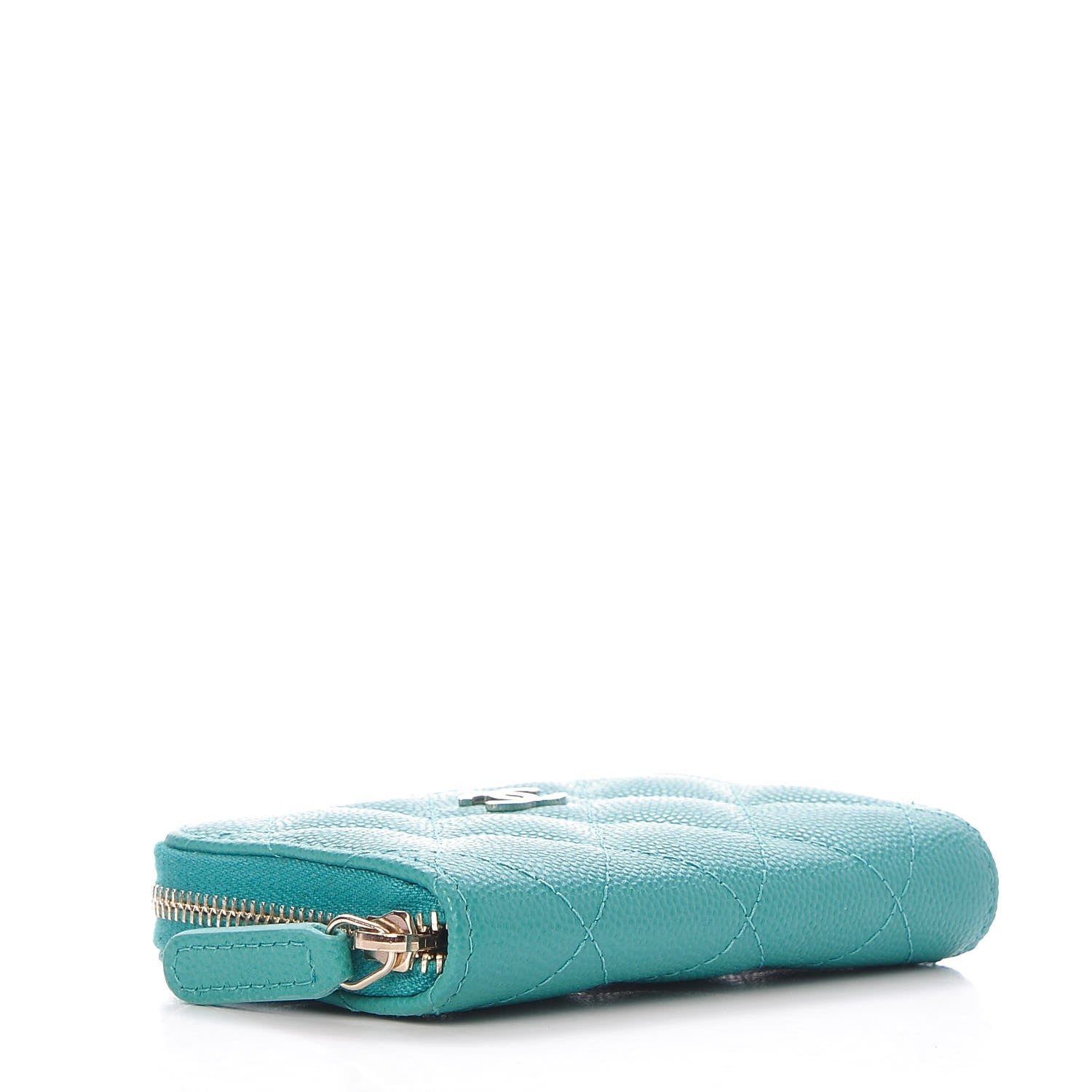 Chanel Caviar Quilted Zip Coin Purse Turquoise 4 of 8