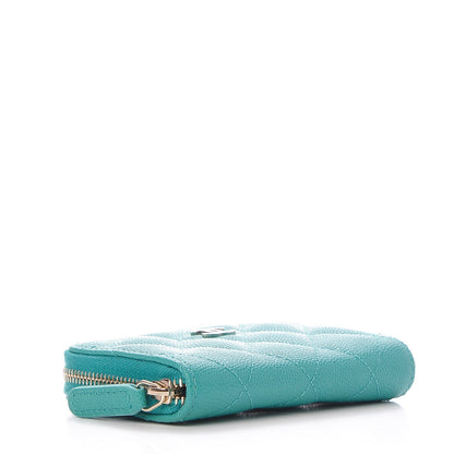 Chanel Caviar Quilted Zip Coin Purse Turquoise 4 of 8