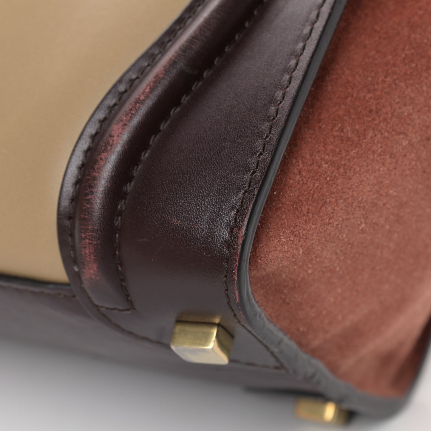 Smooth Calfskin Suede Micro Tri-Color Luggage Beige