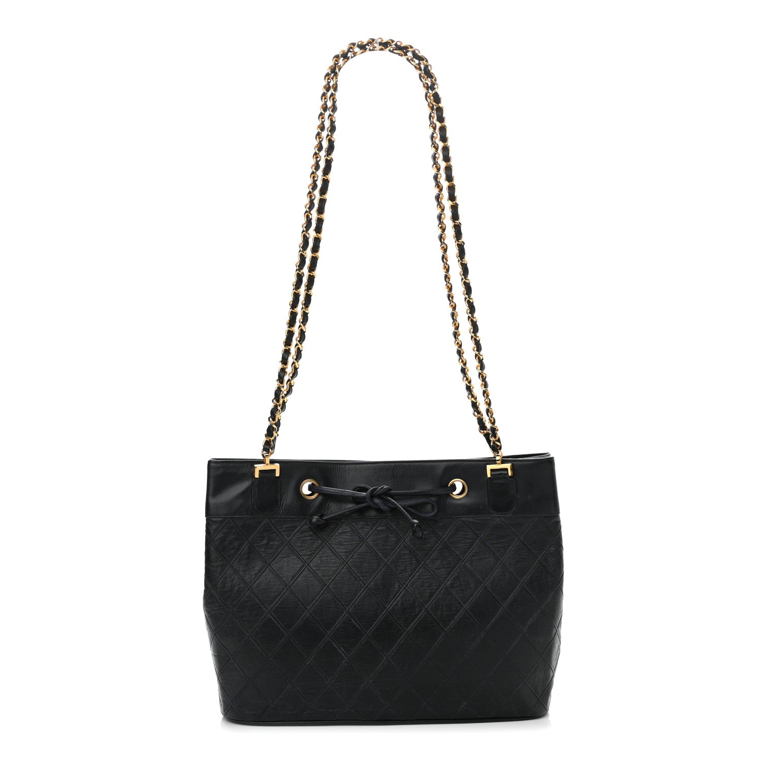 Chanel Calfskin Quilted Drawstring Shopping Tote Blue 1 of 8