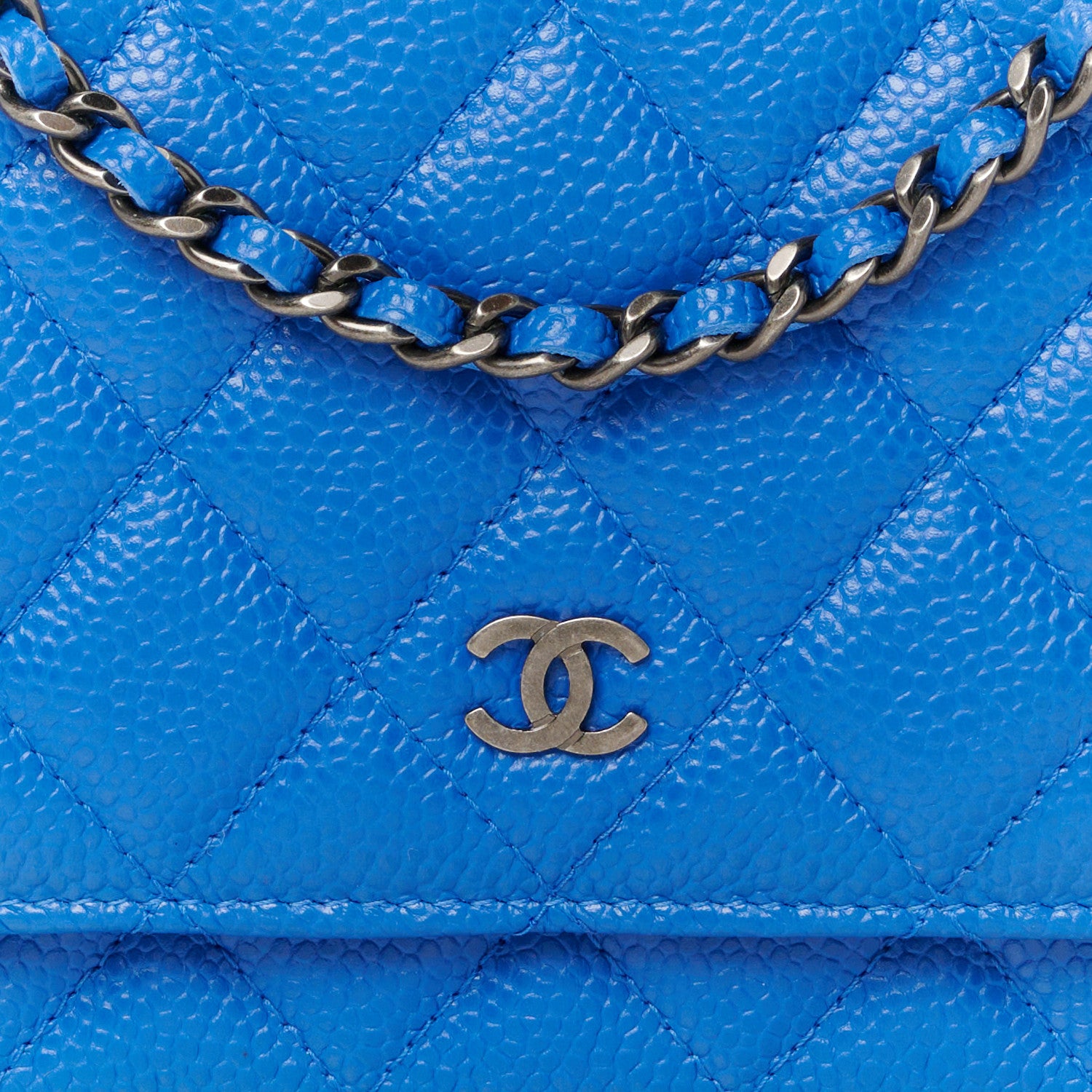 Chanel Caviar Quilted Wallet on Chain WOC Blue 9 of 12