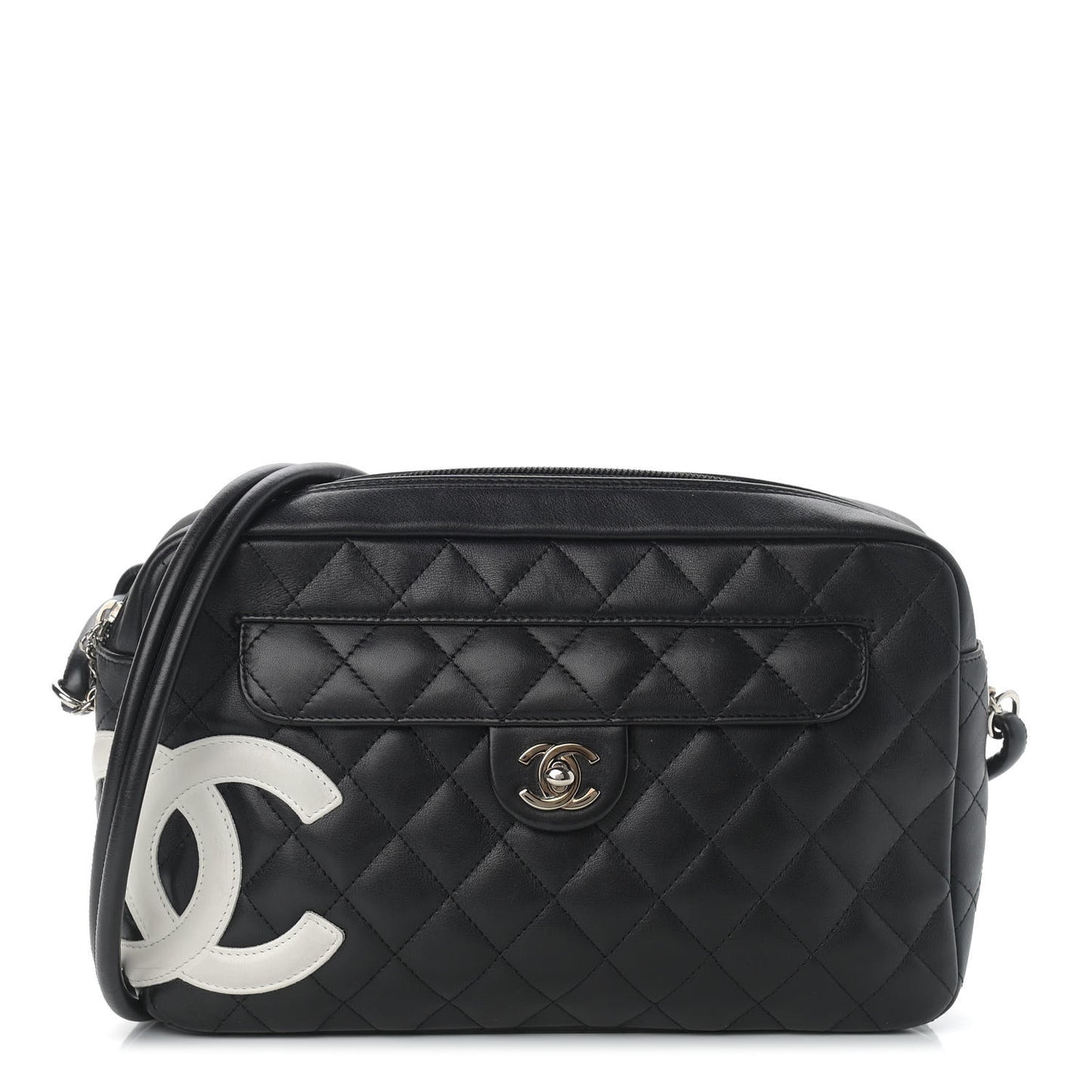 Calfskin Quilted Cambon Camera Bag Black