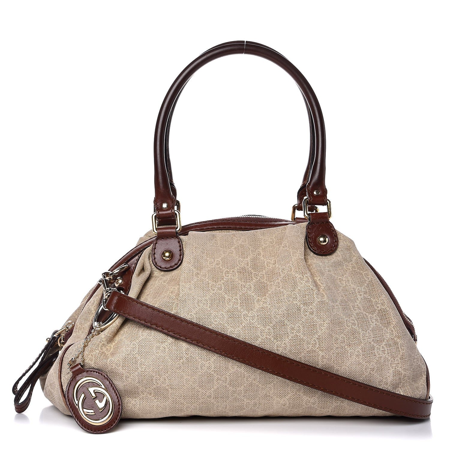 Gucci Monogram Cabinato Medium Sukey Boston Brown 1 of 7