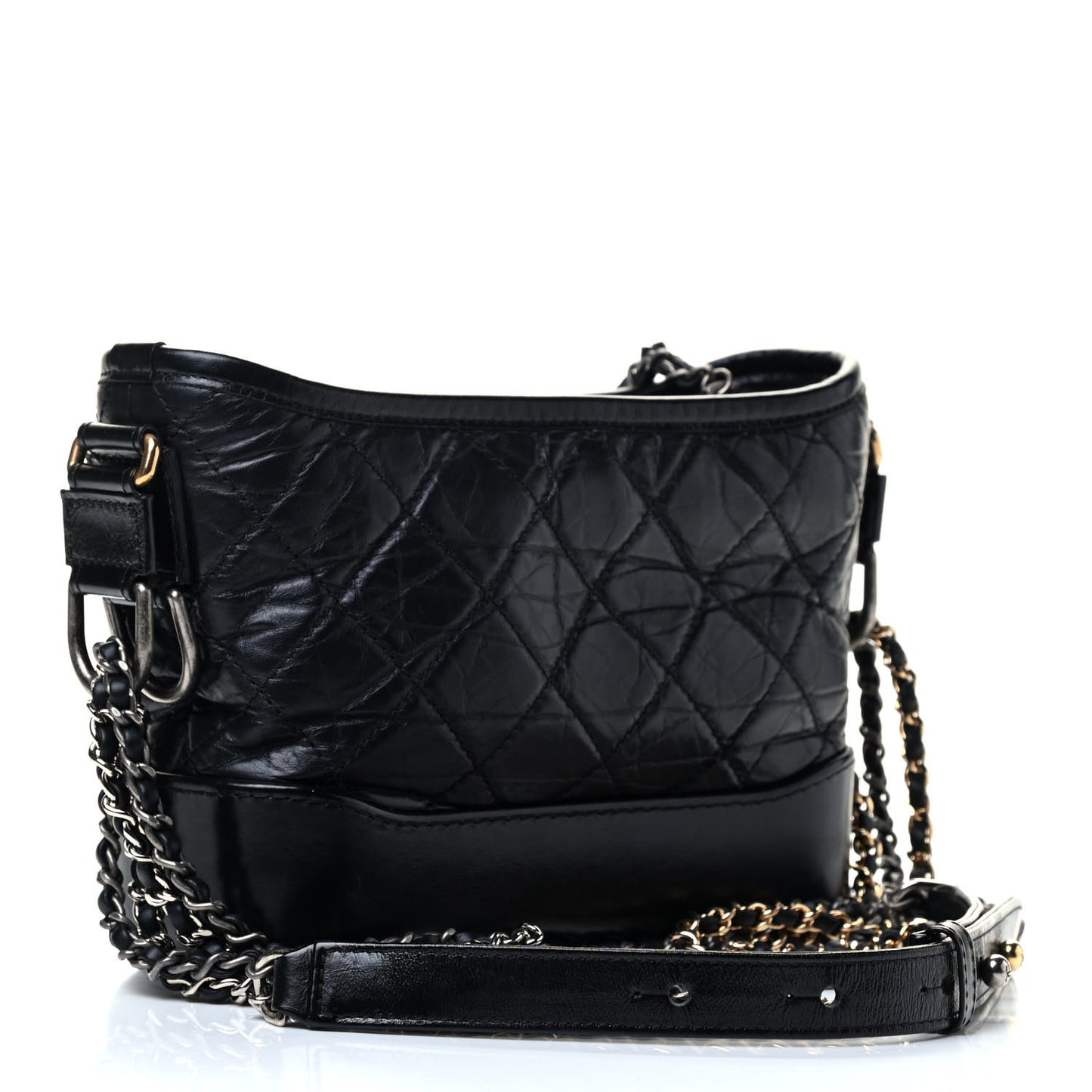 Aged Calfskin Quilted Small Gabrielle Hobo Black
