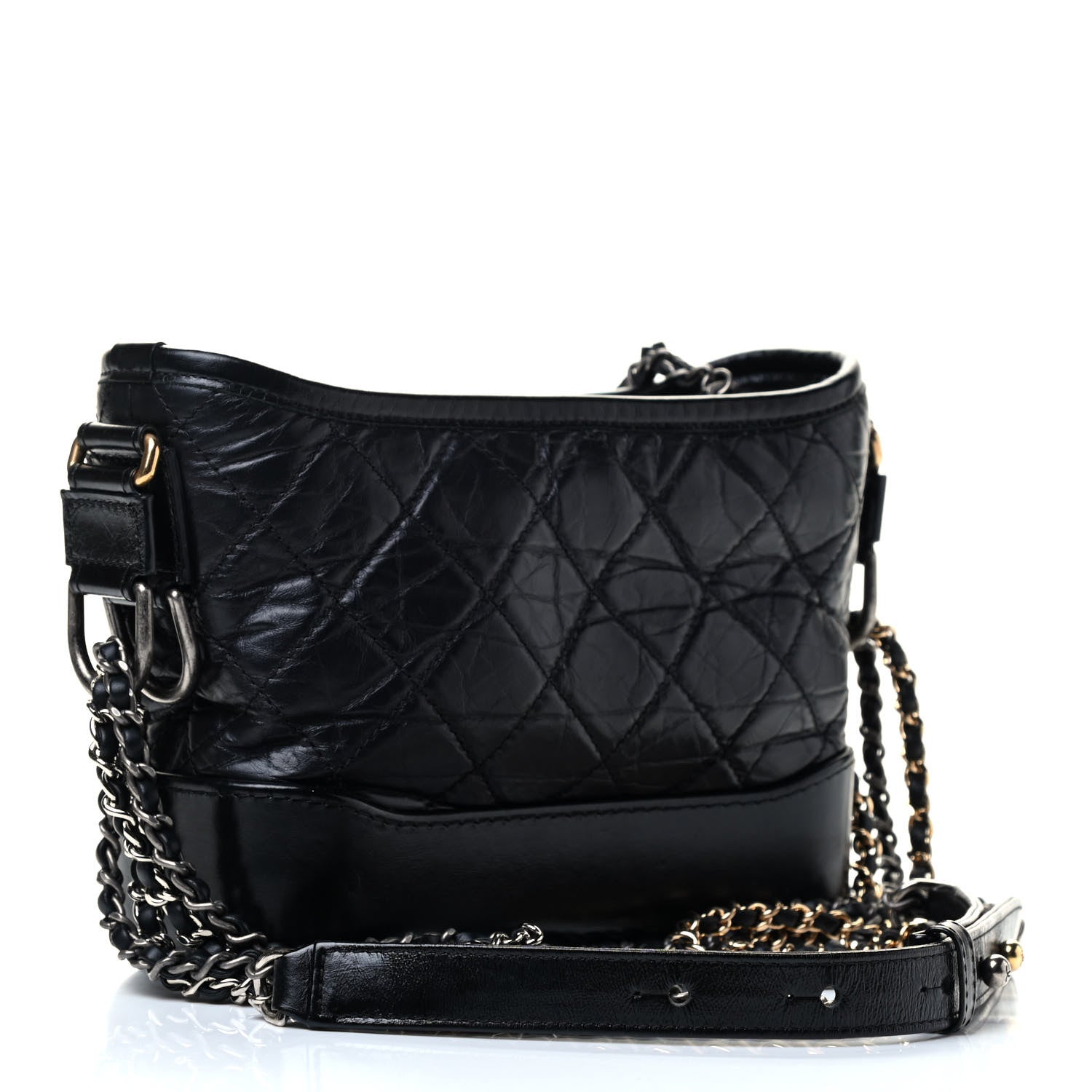 Chanel Aged Calfskin Quilted Small Gabrielle Hobo Black 4 of 8