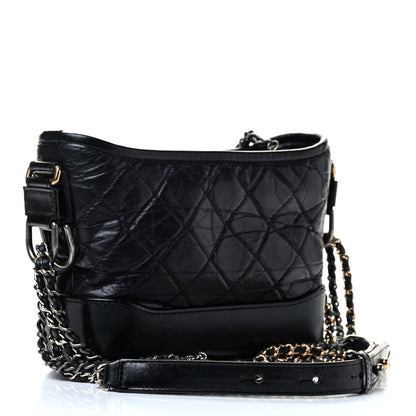 Chanel Aged Calfskin Quilted Small Gabrielle Hobo Black 4 of 8
