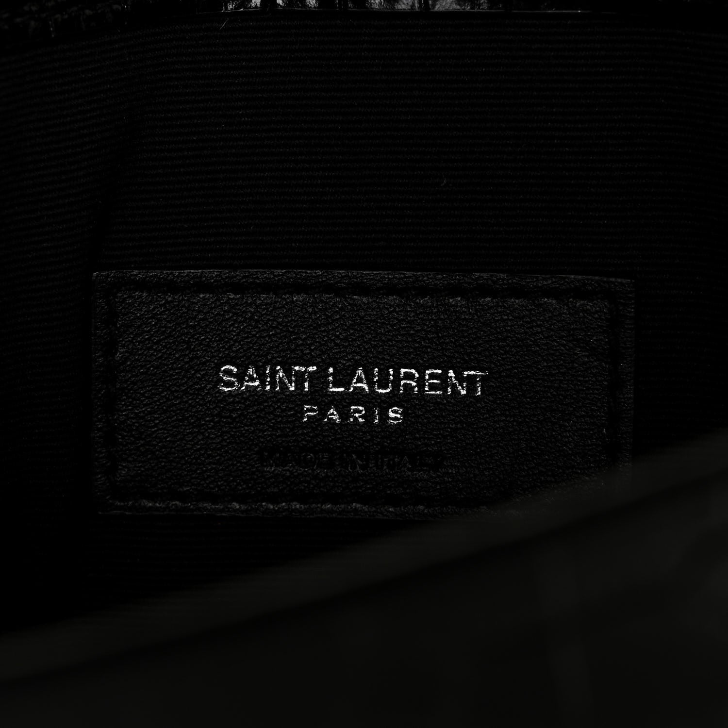 Saint Laurent Calfskin Crocodile Embossed Uptown Monogram Clutch Black 6 of 10